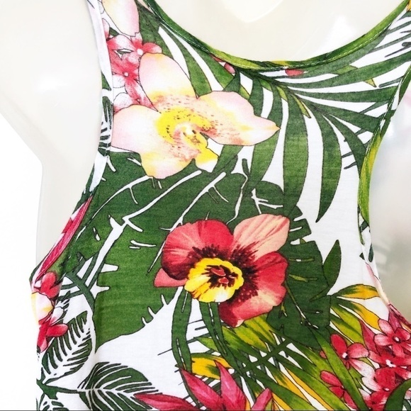 Delias Womens White Tropical Print Sleeveless Tie Up Detail Tank Top SIze XS-S - Picture 5 of 6